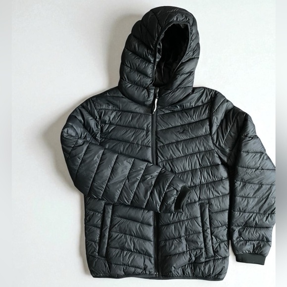 HOLLISTER Men's Black Puffer Collection zip up with hood size Small - Picture 1 of 7